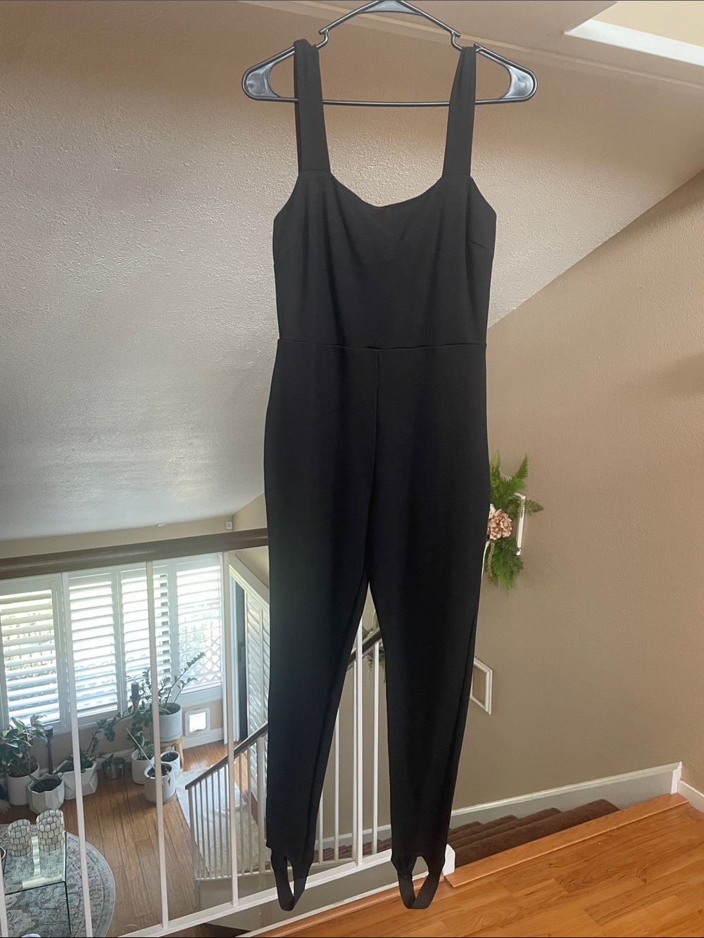silence + noise Black Strap Jumpsuit with Stirrup Ankles